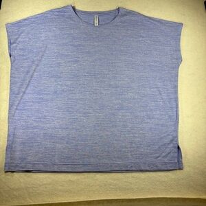 Athleta Women’s Heathered Blue Breezy Tee Relaxed Fit Shirt Size XL Short Sleeve